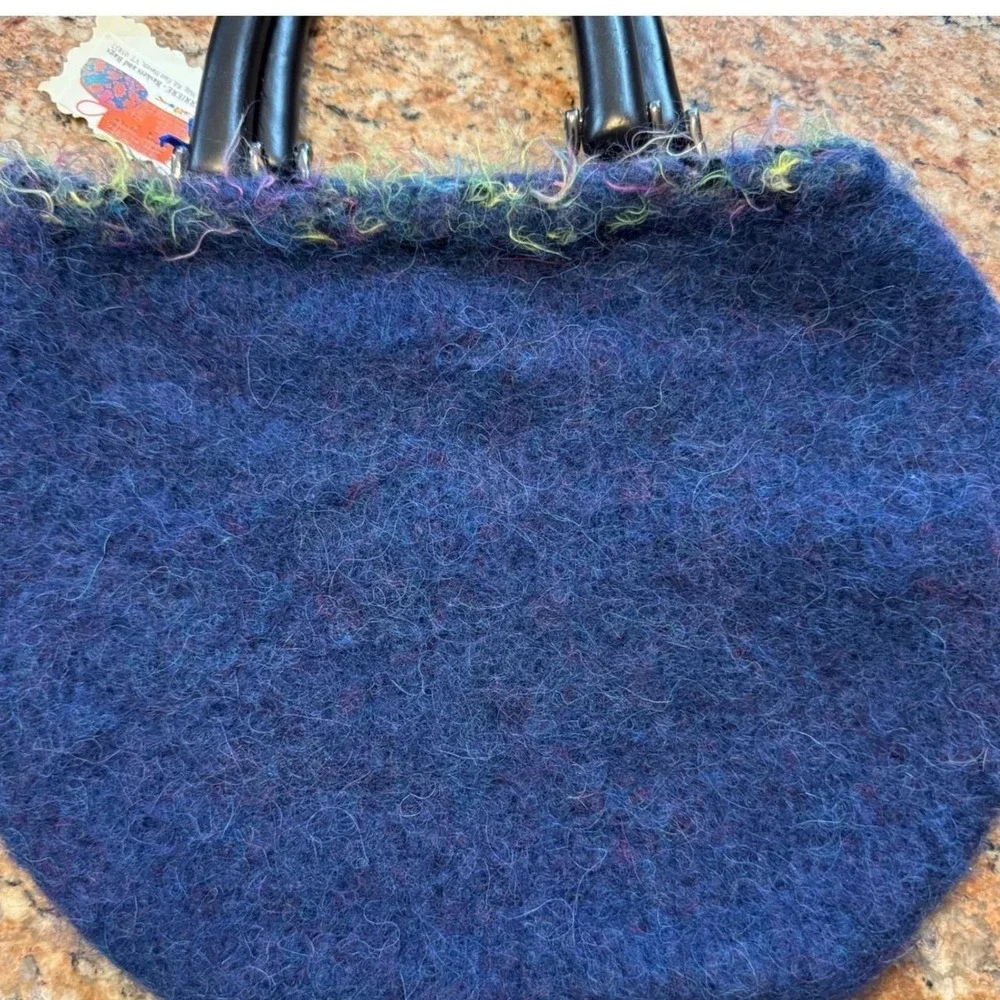 VTG NWT Felted Wool Handbag Artisan Made in Vermont beauty Blue Multicolor Bag